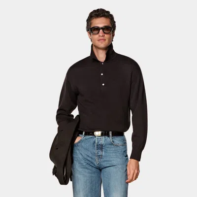 Suitsupply Dark Brown Long Sleeve Polo