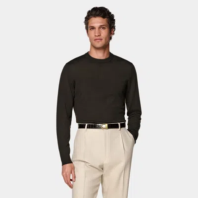 Suitsupply Dark Brown Merino Crewneck