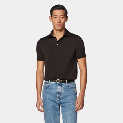 Suitsupply Dark Brown Polo In Black