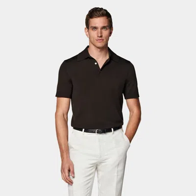 Suitsupply Dark Brown Polo In Black