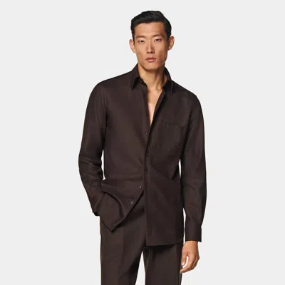 Suitsupply Dark Brown Relaxed Fit Shirt