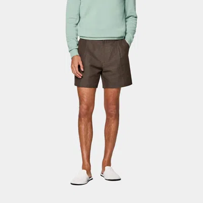 Suitsupply Dark Brown Straight Leg Shorts