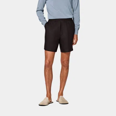 Suitsupply Dark Brown Straight Leg Shorts