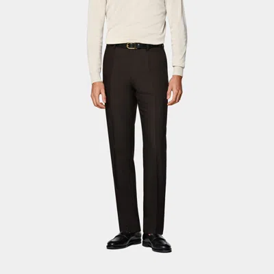 Suitsupply Dark Brown Straight Leg Trousers