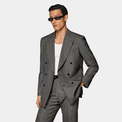 Suitsupply Dark Brown Striped Tailored Fit Milano Suit