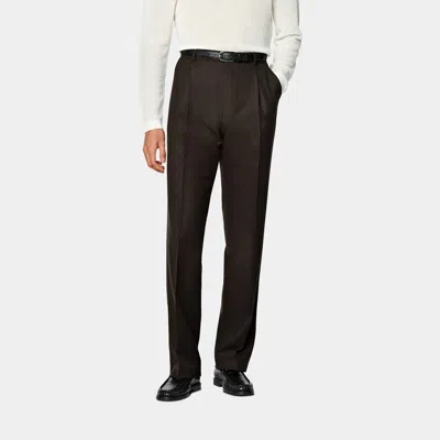 Suitsupply Dark Brown Wide Leg Trousers