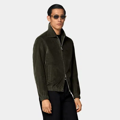 Suitsupply Dark Green Corduroy Bomber Jacket