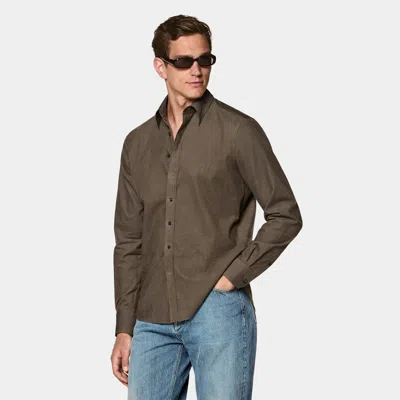 Suitsupply Dark Green Corduroy Shirt