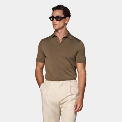 Suitsupply Dark Green Polo In Brown
