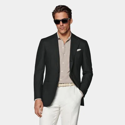 Suitsupply Dark Green Tailored Fit Havana Blazer In Black