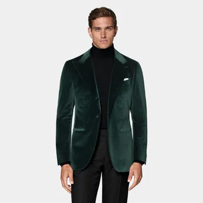 Suitsupply Dark Green Tailored Fit Havana Dinner Jacket In Pink