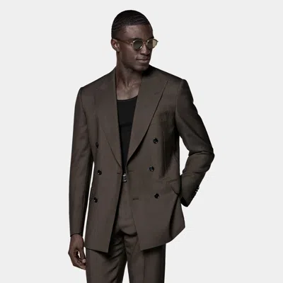 Suitsupply Dark Green Tailored Fit Milano Suit In Brown