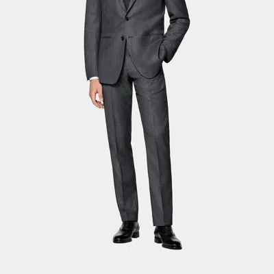 Suitsupply Dark Grey Bird's Eye Brescia Suit Trousers In Gray