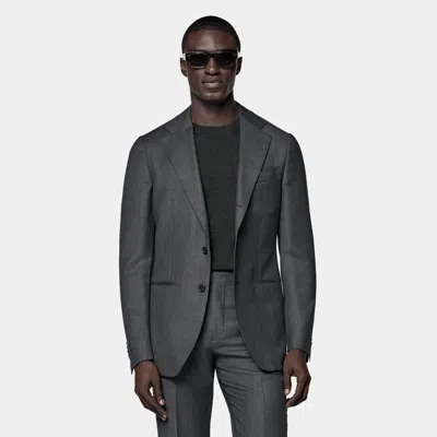 Suitsupply Dark Grey Bird's Eye Tailored Fit Havana Suit Jacket