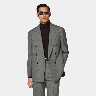 Suitsupply Dark Grey Checked Relaxed Fit Roma Suit
