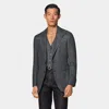 Suitsupply Dark Grey Checked Tailored Fit Havana Blazer
