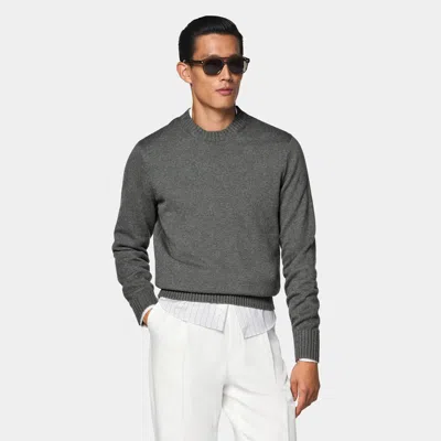 Suitsupply Dark Grey Crewneck In Gray