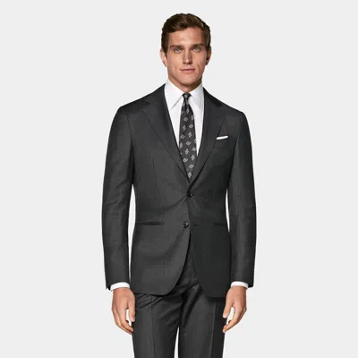 Suitsupply Dark Grey Houndstooth Tailored Fit Havana Suit In Black