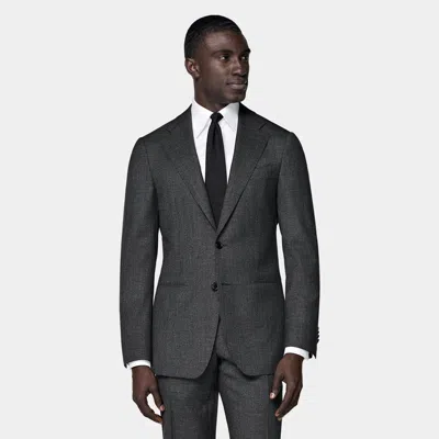 Suitsupply Dark Grey Houndstooth Tailored Fit Havana Suit In Gray