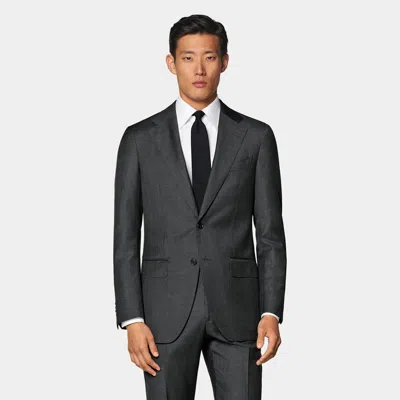 Suitsupply Dark Grey Houndstooth Tailored Fit Havana Suit In Gray