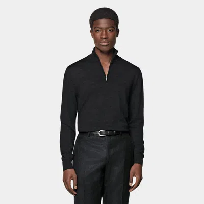 Suitsupply Dark Grey Merino Half Zip