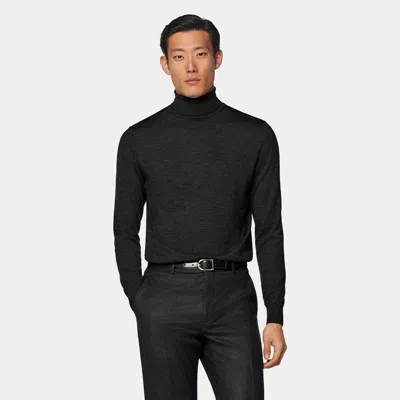Suitsupply Black Merino Ribbed Turtleneck