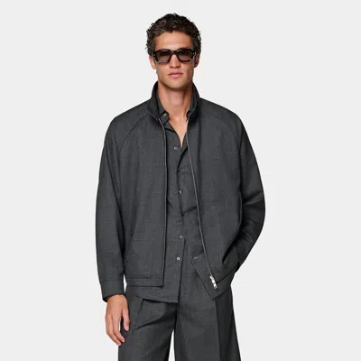 Suitsupply Dark Grey Raglan Bomber Jacket In Gray