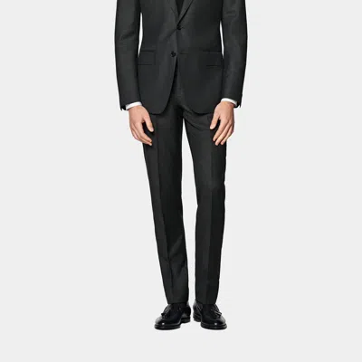 Suitsupply Dark Grey Slim Leg Straight Suit Pants In Black