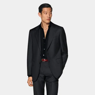 Suitsupply Dark Grey Striped Tailored Fit Milano Suit In Gray