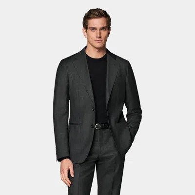 Suitsupply Dark Grey Tailored Fit Havana Suit Jacket In Black
