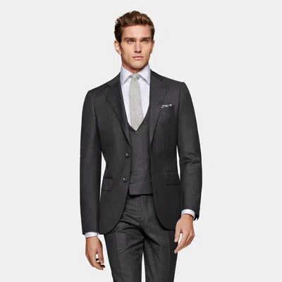 Suitsupply Dark Grey Waistcoat In Black