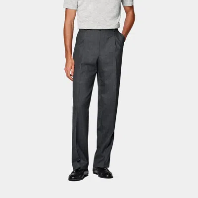 Suitsupply Dark Grey Wide Leg Straight Trousers In Gray