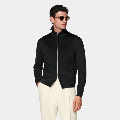 Suitsupply Dark Grey Zip Vest In Gray