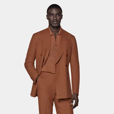 Suitsupply Dark Orange Tailored Fit Havana Suit In Brown