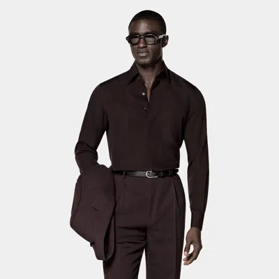 Suitsupply Dark Red Lyocell Silk Shirt