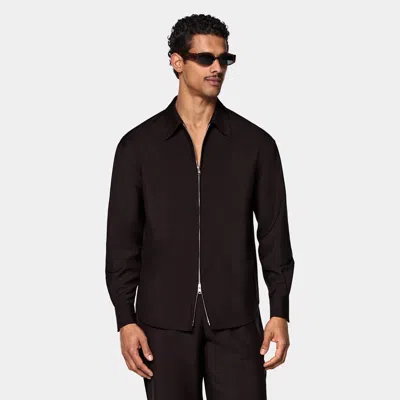 Suitsupply Dark Red Wool Mohair Overshirt