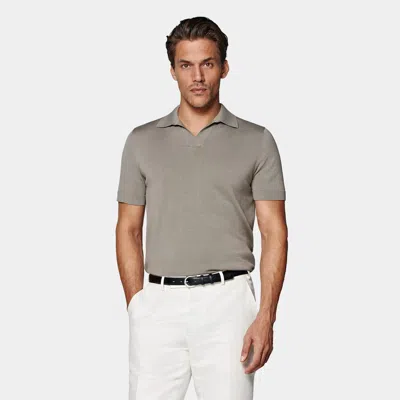 Suitsupply Green Buttonless Polo Shirt In Gray