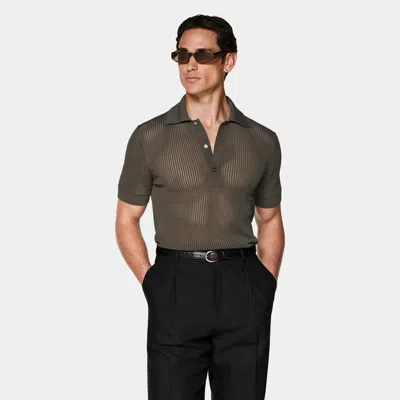 Suitsupply Green Crochet Polo
