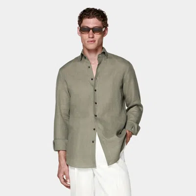 Suitsupply Green Linen Shirt