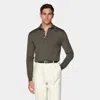 Suitsupply Green Long Sleeve Polo In Green