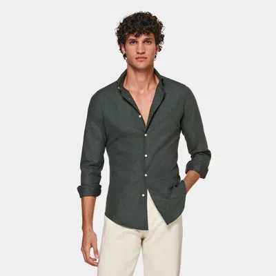 Suitsupply Green Slim Fit Shirt In Black