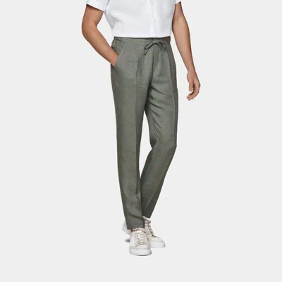 Suitsupply Green Slim Leg Tapered Ames Pants In Gray