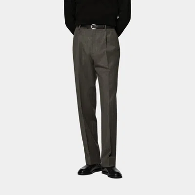 Suitsupply Green Wide Leg Straight Trousers