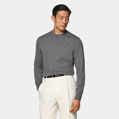 Suitsupply Grey Crewneck In Green