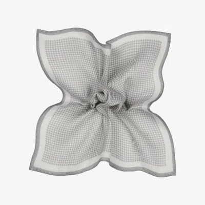 Suitsupply Grey Houndstooth Pocket Square In Gray