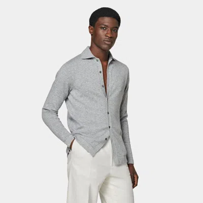 Suitsupply Grey Long Sleeve Polo Cardigan In Gray
