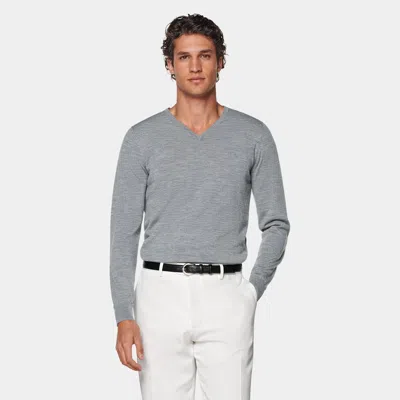Suitsupply Grey Merino V-neck