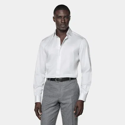 Suitsupply Grey Striped Twill Tailored Fit Shirt