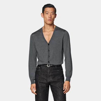 Suitsupply Grey V-neck Cardigan In Blue