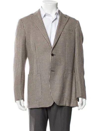 Pre-owned Suitsupply Houndstooth Print Blazer In Brown